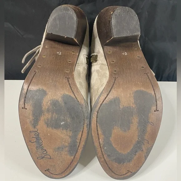 Women's Sam Edelman Suede Louie Ankle Boot with Fringe in Gray Side Zip Size 8.5 - Picture 4 of 6